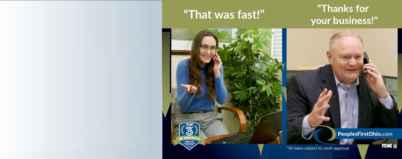 two people on the phone with text that says That was fast and Thanks for your business